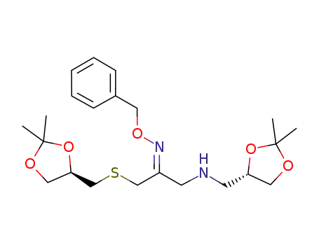 Molecular Structure of 1161881-58-8 ((2Z)-1-({[(4S)-2,2-dimethyl-1,3-dioxolan-4-yl]methyl}amino)-3-({[(4R)-2,2-dimethyl-1,3-dioxolan-4-yl]methyl}thio)propanone O-benzyloxime)
