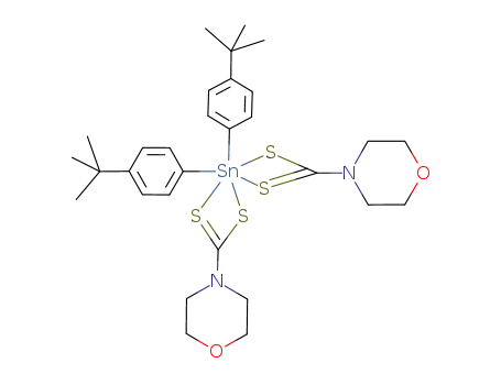 ((CH<sub>3</sub>)3CC<sub>6</sub>H<sub>4</sub>)2Sn(S<sub>2</sub>CNC<sub>4</sub>H<sub>8</sub>O)2