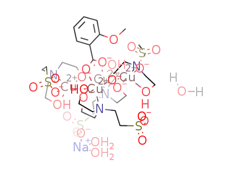 Molecular Structure of 1234672-93-5 ([Cu<sub>4</sub>(N,N-bis(2-hydroxyethyl)-2-aminoethanesulfonic acid(-2H))4(2-MeOC<sub>6</sub>H<sub>4</sub>COO)(Na(H<sub>2</sub>O)2)](n)*nH<sub>2</sub>O)