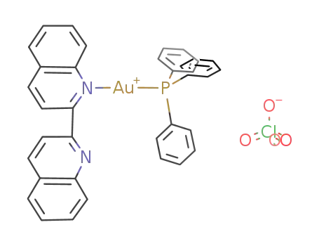 Au(C<sub>18</sub>H<sub>12</sub>N<sub>2</sub>)(P(C<sub>6</sub>H<sub>5</sub>)3)<sup>(1+)</sup>*ClO<sub>4</sub><sup>(1-)</sup> = [Au(C<sub>18</sub>H<sub>12</sub>N<sub>2</sub>)(P(C<sub>6</sub>H<sub>5</sub>)3)]ClO<sub>4</sub>