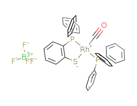 [Rh(CH<sub>3</sub>SC<sub>6</sub>H<sub>4</sub>P(C<sub>6</sub>H<sub>5</sub>)2)(CO)(P(C<sub>6</sub>H<sub>5</sub>)3)]<sup>(1+)</sup>*BF<sub>4</sub><sup>(1-)</sup>=[Rh(CH<sub>3</sub>SC<sub>6</sub>H<sub>4</sub>P(C<sub>6</sub>H<sub>5</sub>)2)(CO)(P(C<sub>6</sub>H<sub>5</sub>)3)][BF<sub>4</sub>]
