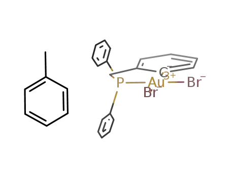 dibromo-((2-diphenylphosphinomethyl)phenyl)gold(III) - toluene 1/1