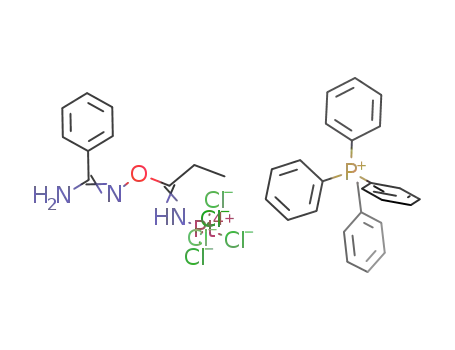 [(C<sub>6</sub>H<sub>5</sub>)3PCH<sub>2</sub>C<sub>6</sub>H<sub>5</sub>]<sup>(1+)</sup>*[PtCl<sub>5</sub>(NHC(C<sub>2</sub>H<sub>5</sub>)ONC(NH<sub>2</sub>)C<sub>6</sub>H<sub>5</sub>)]<sup>(1-)</sup>=[(C<sub>6</sub>H<sub>5</sub>)3PCH<sub>2</sub>C<sub>6</sub>H<sub>5</sub>][PtCl<sub>5</sub>(NHC(C<sub>2</sub>H<sub>5</sub>)ONC(NH<sub>2</sub>)C<sub>6</sub>H<sub>5</sub>)]