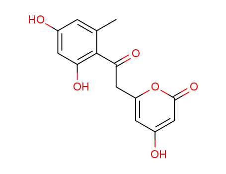 Molecular Structure of 1159918-23-6 (6-(2-(2,4-dihydroxy-6-methylphenyl)-2-oxoethyl)-4-hydroxy-2-pyrone)