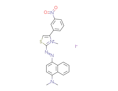 Molecular Structure of 23097-37-2 (2-(4-dimethylamino-naphthalen-1-ylazo)-3-methyl-4-(3-nitro-phenyl)-thiazolium; iodide)