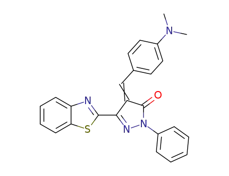 Molecular Structure of 64289-12-9 (3H-Pyrazol-3-one,
5-(2-benzothiazolyl)-4-[[4-(dimethylamino)phenyl]methylene]-2,4-dihydro
-2-phenyl-)