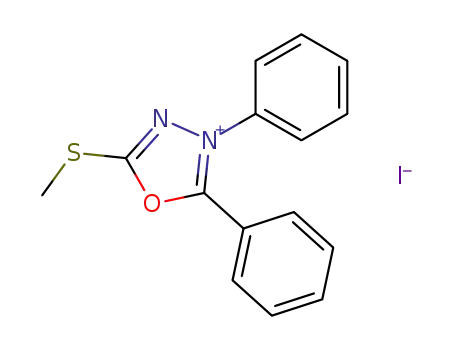 Molecular Structure of 52816-39-4 (1,3,4-Oxadiazolium, 5-(methylthio)-2,3-diphenyl-, iodide)