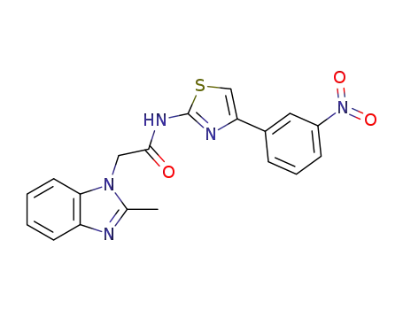 Molecular Structure of 6122-30-1 (2-(2-methyl-benzoimidazol-1-yl)-<i>N</i>-[4-(3-nitro-phenyl)-thiazol-2-yl]-acetamide)