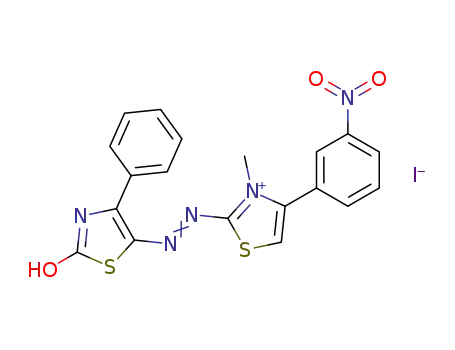 3-methyl-4-(3-nitro-phenyl)-2-[(2-oxo-4-phenyl-2<i>H</i>-thiazol-5-ylidene)-hydrazino]-thiazolium; iodide