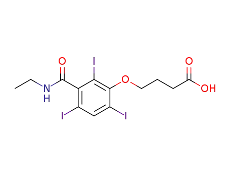 Molecular Structure of 15504-92-4 (4-(3-Ethylcarbamoyl-2,4,6-triiodo-phenoxy)-butyric acid)
