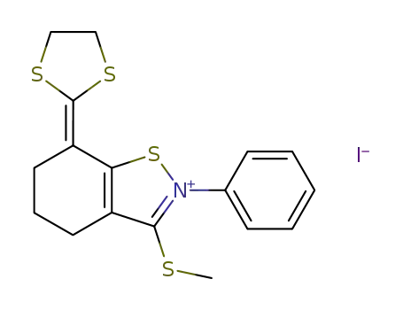 7-[1,3]dithiolan-2-ylidene-3-methylsulfanyl-2-phenyl-4,5,6,7-tetrahydro-benzo[<i>d</i>]isothiazolium; iodide
