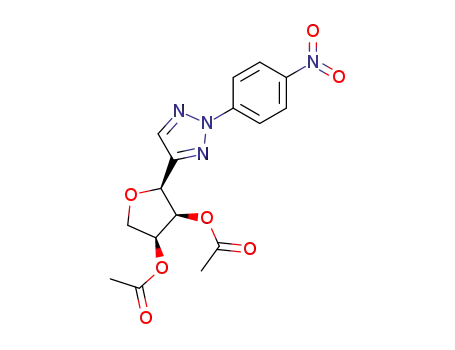 Molecular Structure of 97832-39-8 ((2<i>S</i>)-3<i>c</i>,4<i>c</i>-diacetoxy-2<i>r</i>-[2-(4-nitro-phenyl)-2<i>H</i>-[1,2,3]triazol-4-yl]-tetrahydro-furan)
