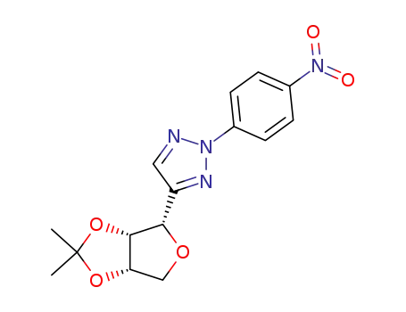 Molecular Structure of 99801-44-2 (4-((3a<i>S</i>)-2,2-dimethyl-(3a<i>r</i>,6a<i>c</i>)-tetrahydro-furo[3,4-<i>d</i>][1,3]dioxol-4<i>t</i>-yl)-2-(4-nitro-phenyl)-2<i>H</i>-[1,2,3]triazole)