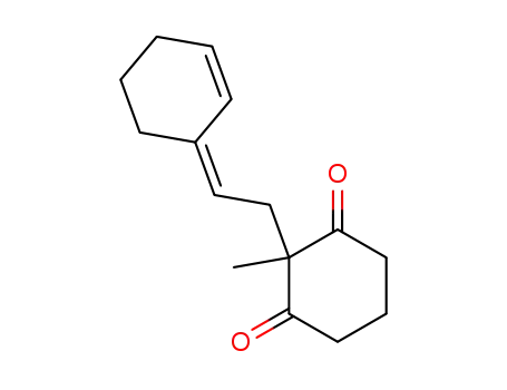 Molecular Structure of 101498-65-1 (2-(2-cyclohex-2-enyliden-ethyl)-2-methyl-cyclohexane-1,3-dione)