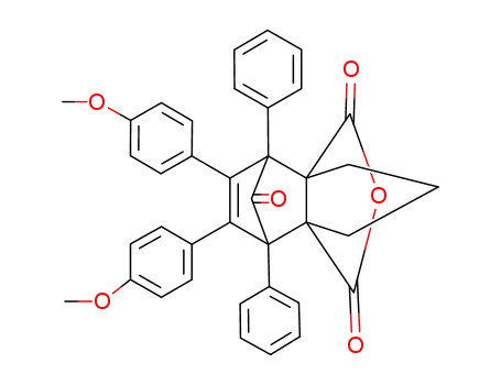 Molecular Structure of 116531-83-0 (5,6-bis-(4-methoxy-phenyl)-8-oxo-4,7-diphenyl-4,7-dihydro-4,7-methano-indane-3a,7a-dicarboxylic acid-anhydride)