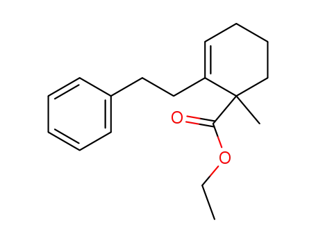 Molecular Structure of 69622-71-5 (1-methyl-2-phenethyl-cyclohex-2-enecarboxylic acid ethyl ester)
