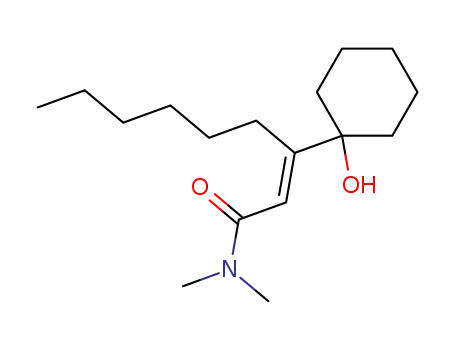 Molecular Structure of 136617-04-4 (2-Nonenamide, 3-(1-hydroxycyclohexyl)-N,N-dimethyl-, (E)-)