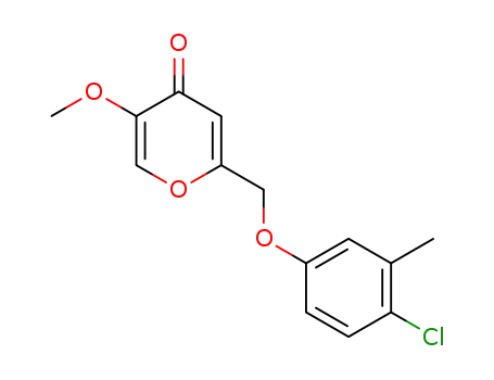 Molecular Structure of 107775-76-8 (2-(4-chloro-3-methyl-phenoxymethyl)-5-methoxy-pyran-4-one)