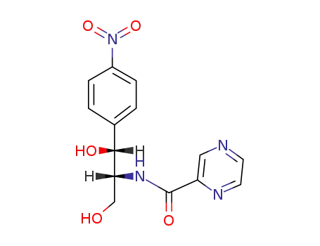 Molecular Structure of 100885-36-7 (pyrazine-2-carboxylic acid-[(1<i>R</i>,2<i>R</i>)-2-hydroxy-1-hydroxymethyl-2-(4-nitro-phenyl)-ethylamide])