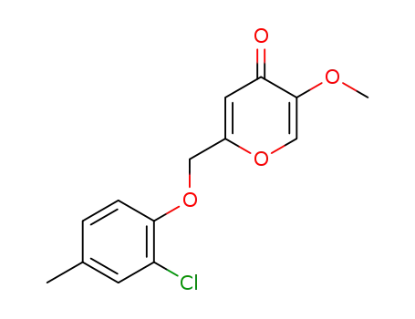 Molecular Structure of 107776-79-4 (2-(2-chloro-4-methyl-phenoxymethyl)-5-methoxy-pyran-4-one)