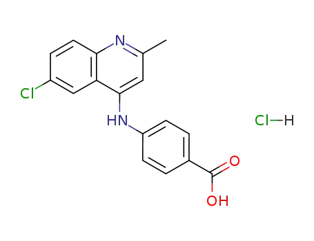 Molecular Structure of 109650-36-4 (4-(6-chloro-2-methyl-[4]quinolylamino)-benzoic acid ; hydrochloride)