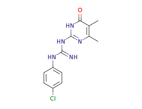 Molecular Structure of 23948-47-2 (<i>N</i>-(4-chloro-phenyl)-<i>N</i>'-(4,5-dimethyl-6-oxo-1,6-dihydro-pyrimidin-2-yl)-guanidine)