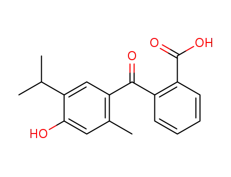Molecular Structure of 56922-86-2 (Benzoic acid, 2-[4-hydroxy-2-methyl-5-(1-methylethyl)benzoyl]-)