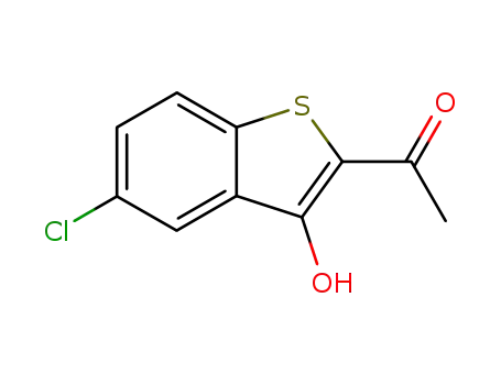 Molecular Structure of 873381-10-3 (1-(5-chloro-3-hydroxy-benzo[<i>b</i>]thiophen-2-yl)-ethanone)