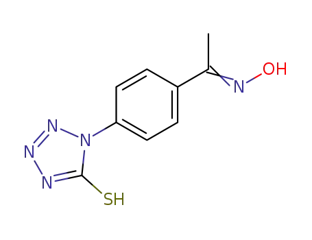 Molecular Structure of 83936-29-2 (Ethanone, 1-[4-(2,5-dihydro-5-thioxo-1H-tetrazol-1-yl)phenyl]-, oxime)
