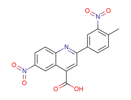 Molecular Structure of 109068-69-1 (2-(4-methyl-3-nitro-phenyl)-6-nitro-quinoline-4-carboxylic acid)