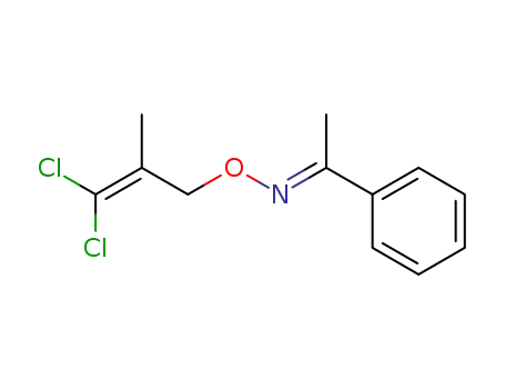 Molecular Structure of 100119-75-3 (acetophenone-[<i>O</i>-(3,3-dichloro-2-methyl-allyl)-oxime ])