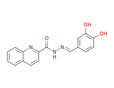 Molecular Structure of 101601-55-2 (quinoline-2-carboxylic acid-(3,4-dihydroxy-benzylidenehydrazide))