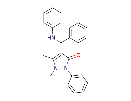 Molecular Structure of 21257-27-2 (4-(α-anilino-benzyl)-1,5-dimethyl-2-phenyl-1,2-dihydro-pyrazol-3-one)