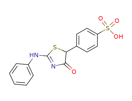 Molecular Structure of 100881-05-8 (4-(2-anilino-4-oxo-4,5-dihydro-thiazol-5-yl)-benzenesulfonic acid)