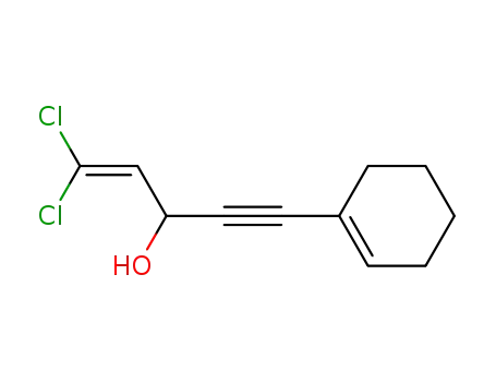 Molecular Structure of 99860-63-6 (1,1-dichloro-5-cyclohex-1-enyl-pent-1-en-4-yn-3-ol)