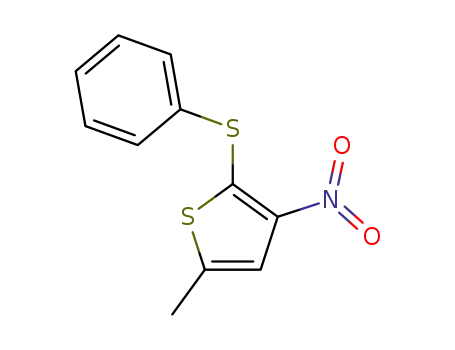 Molecular Structure of 82834-18-2 (5-Methyl-3-nitro-2-phenylsulfanyl-thiophene)