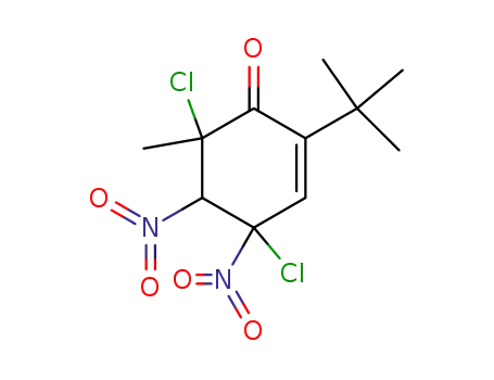 Molecular Structure of 141540-96-7 (2-Cyclohexen-1-one,
4,6-dichloro-2-(1,1-dimethylethyl)-6-methyl-4,5-dinitro-)