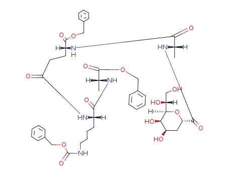 (R)-4-[(S)-5-Benzyloxycarbonylamino-1-((R)-1-benzyloxycarbonyl-ethylcarbamoyl)-pentylcarbamoyl]-2-((S)-2-{[(2S,4R,5R,6R)-6-((R)-1,2-dihydroxy-ethyl)-4,5-dihydroxy-tetrahydro-pyran-2-carbonyl]-amino}-propionylamino)-butyric acid benzyl ester