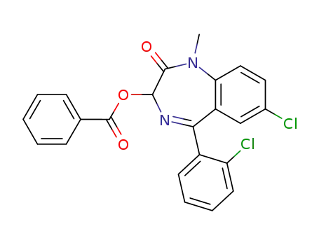 Molecular Structure of 130753-93-4 (Benzoic acid 7-chloro-5-(2-chloro-phenyl)-1-methyl-2-oxo-2,3-dihydro-1H-benzo[e][1,4]diazepin-3-yl ester)