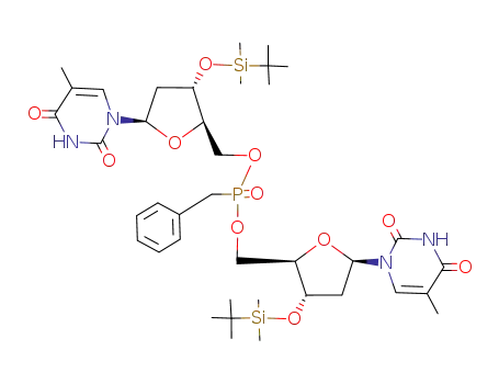 Molecular Structure of 143331-50-4 (Benzyl-phosphonic acid bis-[(2R,3S,5R)-3-(tert-butyl-dimethyl-silanyloxy)-5-(5-methyl-2,4-dioxo-3,4-dihydro-2H-pyrimidin-1-yl)-tetrahydro-furan-2-ylmethyl] ester)