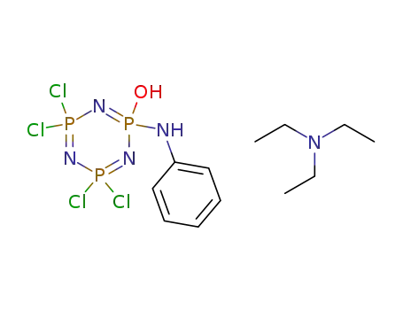 1,3,5,2,4,6-Triazatriphosphorine,
2,2,4,4-tetrachloro-2,2,4,4,6,6-hexahydro-6-hydroxy-6-(phenylamino)-,
compd. with N,N-diethylethanamine (1:1)