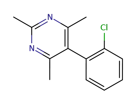 Molecular Structure of 89221-33-0 (Pyrimidine, 5-(2-chlorophenyl)-2,4,6-trimethyl-)