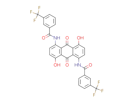 Molecular Structure of 6417-47-6 (1,5-dihydroxy-4,8-bis-(3-trifluoromethyl-benzoylamino)-anthraquinone)