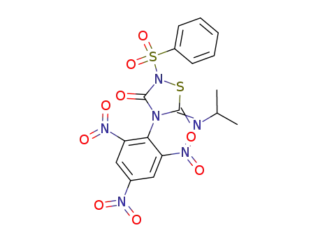 2-Benzenesulfonyl-5-[(Z)-isopropylimino]-4-(2,4,6-trinitro-phenyl)-[1,2,4]thiadiazolidin-3-one