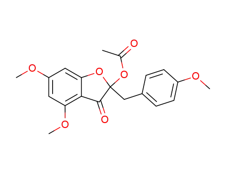Molecular Structure of 62849-05-2 (3(2H)-Benzofuranone,
2-(acetyloxy)-4,6-dimethoxy-2-[(4-methoxyphenyl)methyl]-)