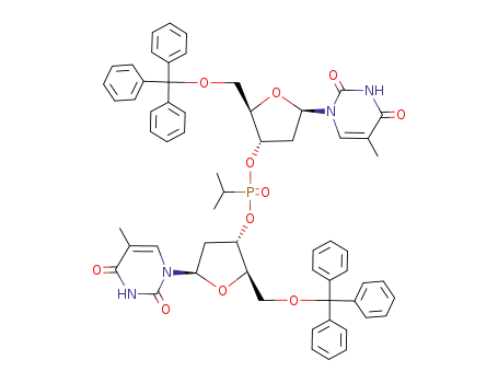 Molecular Structure of 143331-46-8 (Isopropyl-phosphonic acid bis-[(2R,3S,5R)-5-(5-methyl-2,4-dioxo-3,4-dihydro-2H-pyrimidin-1-yl)-2-trityloxymethyl-tetrahydro-furan-3-yl] ester)