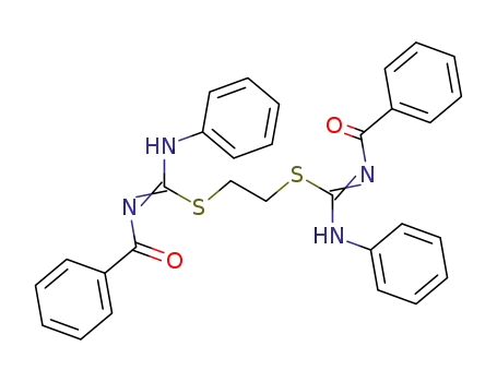 Molecular Structure of 128827-05-4 (Carbamimidothioic acid, N-benzoyl-N'-phenyl-, 1,2-ethanediyl ester)