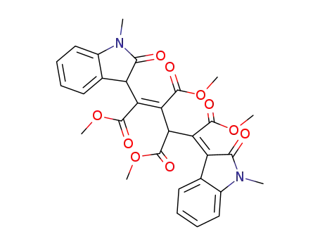 Molecular Structure of 113258-71-2 (1-Butene-1,2,3,4-tetracarboxylic acid,
1,4-bis(1,2-dihydro-1-methyl-2-oxo-3H-indol-3-ylidene)-, tetramethyl
ester)