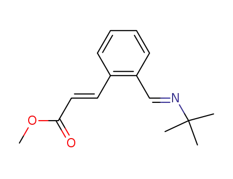 Molecular Structure of 120347-65-1 (2-Propenoic acid, 3-[2-[[(1,1-dimethylethyl)imino]methyl]phenyl]-, methyl
ester, (E,E)-)