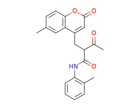 Molecular Structure of 126933-72-0 (2-(6-Methyl-2-oxo-2H-chromen-4-ylmethyl)-3-oxo-N-o-tolyl-butyramide)